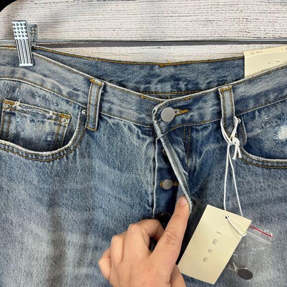 MNML Men's B221 Flare Distressed Button Fly Denim Jeans Size 30 - Picture 4 of 11